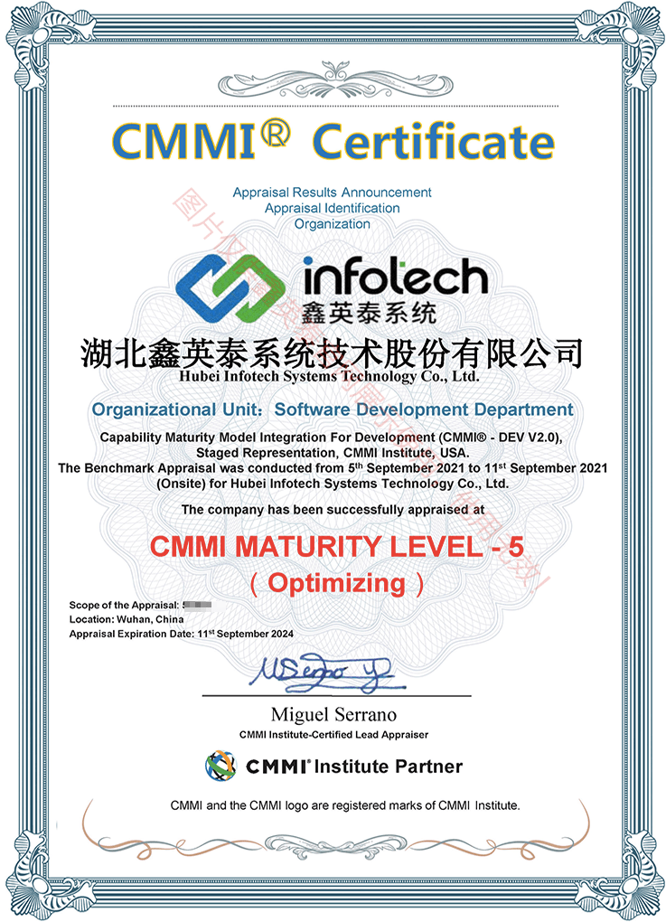 CMMI5級(jí)證書